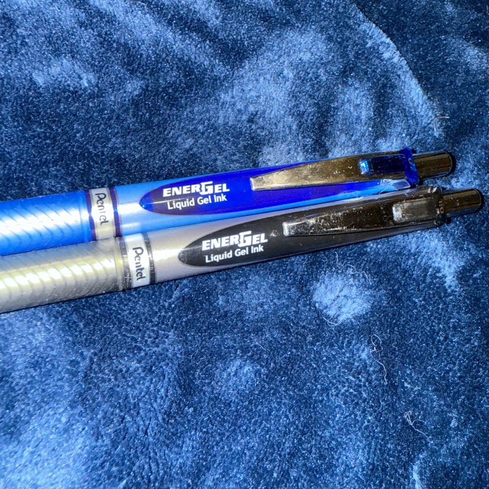 Pentel EnerGel Alloy RT Retractable Liquid Gel Pen .7mm Blue/Black (2 Pack)